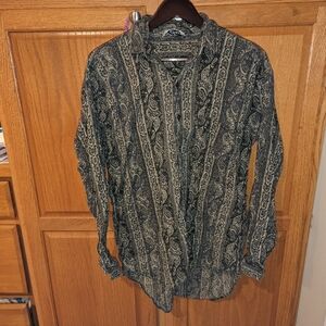 Men's Paisley Dress Shirt - Black and Gray